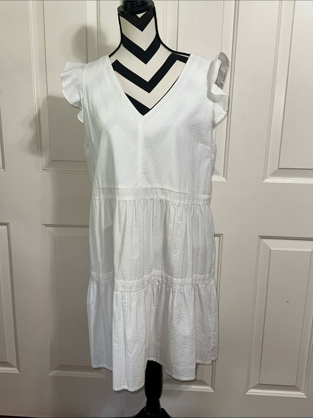 Southern Tide White Textured V-Neck Sundress